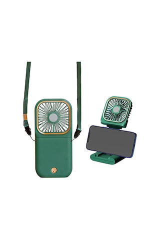 Tenfowee 3'lü Fonksiyonlu Usb Şarjlı Fantezi: Usb Power Bank, Telefon Tutucu Ve 3 Hızlı Katlanabilir Masaüstü/neck Fan - Yeşil F30 Yeşil