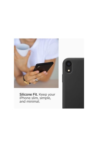 Spigen İphone Xr İle Uyumlu Kılıf Silicone Fit Black Siyah