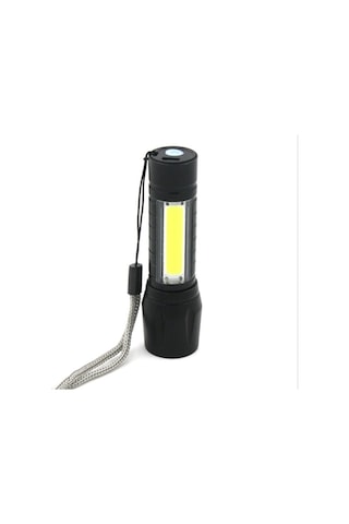 Mini Şarjlı Polis El Feneri Metal Siyah Renk P-4140 Siyah