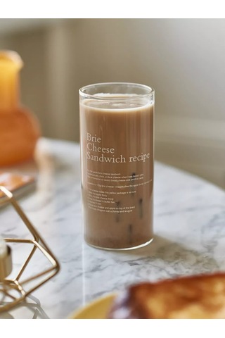 Roomi Borosilikat Cam Bardak 380 Ml, Uzun, Yazılı 177176247 Beyaz