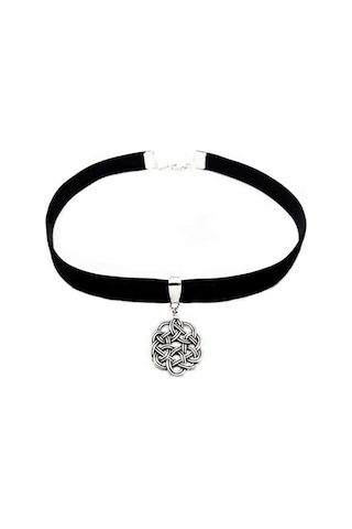 Siyah Kadife Kadın Aşk Düğümü Kazaziye Choker Tasma Kolye Siyah