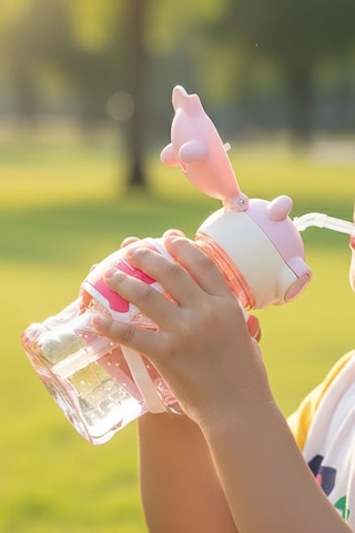Ayıcık Figürlü Askılı Çocuk Matara - 600ml Pipetli Sızdırmaz Suluk Okul Ve Kreş İçin Ayı Tasarımlı Çok Renkli