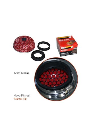 Carub Br4686321 Tuning Mantar Hava Filtresi 2 Aparatlı Krom-Kırmı