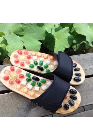 Masaj Terlikleri Sandal Ayakları Refleksoloji Akupresür T8x8e7 Siyah