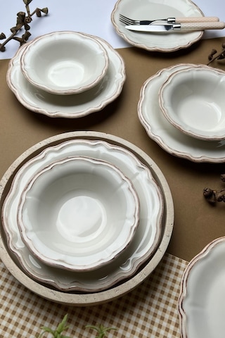 Tabak Evi Stoneware Antik Yemek Takımı 6 Kişilik 24 Parça