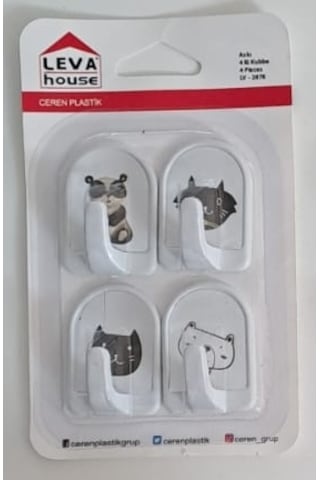 Leva Yapışkanlı Askı 4 Lü Kubbe Lv-2878 Karışık Desen Diğer