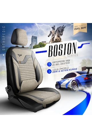 Panda Boston Serisi Keten Kumaş Oto Koltuk Kılıfı   - Tam Set