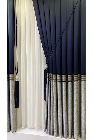 Takım Fon Perde Lacivert-gri 2 Kanat Fon+aksesuar Lacivert