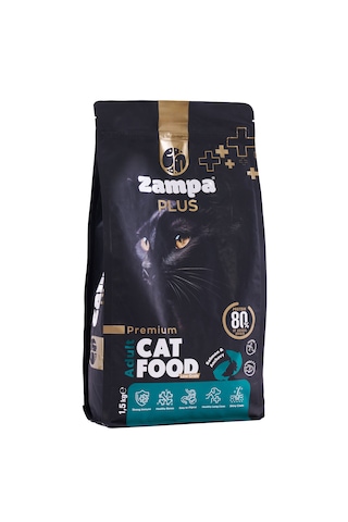 Zampa Plus Premium Somon Etli ve Hamsili Yetişkin Kediler İçin Kuru Mama 1500 G