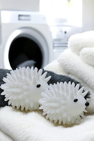 2'li Kirpi Kurutma Topu Beyaz Tüy Toplayıcı Çamaşır Kurutma Topu