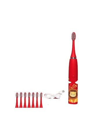 Eastmeeetwest--elektrikli Çocuk Diş Fırçasının Altı Fırça Başlığı Kırmızı
