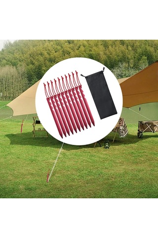 Dolıty 10 Adet Çadır Kazıkları Bahçecilik Açık Kırmızı Kırmızı