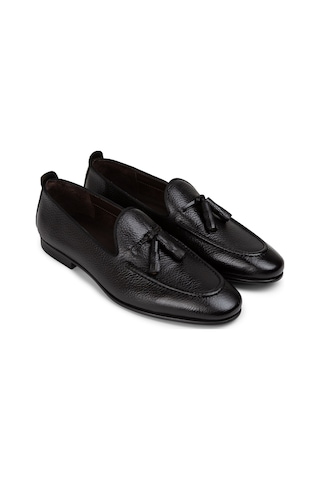 Deery Hakiki Deri Siyah Püsküllü Erkek Loafer - 01701msyhc07 Siyah