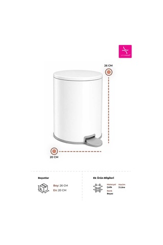 Cigo 3 Lt Banyo Mutfak Ofis Çelik Çöp Kovası - Beyaz-7308