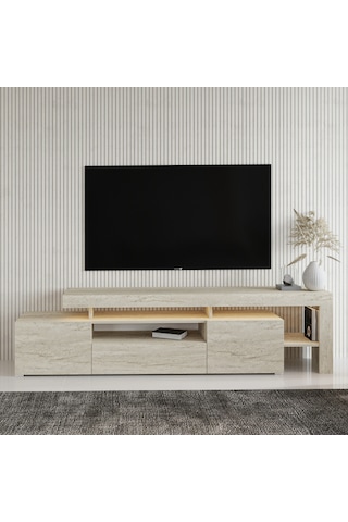 T0014 Led Işıklı Tv Sehpası - Traverten Traverten