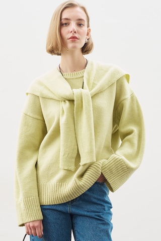 Kare Yaka Bağlamalı Triko Atkı Lıme Lıme