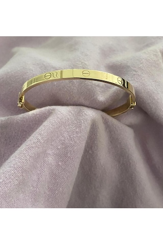 8 Ayar Altın Vidalı Kelepçe - Buyd892 Yeşil