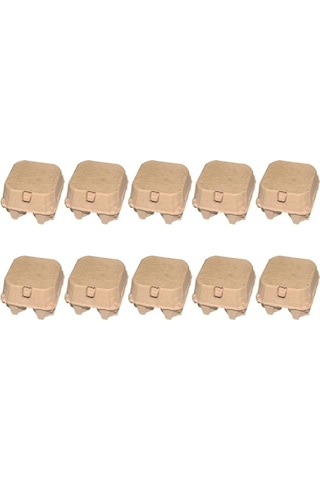 Honmex Dayanıklı Kağıtlı Yumurta Kutusu, Yeniden Kullanılabilir Ve Yığılabilir, 10 Adet, 10.2x10.2x7.2 Cm Haki