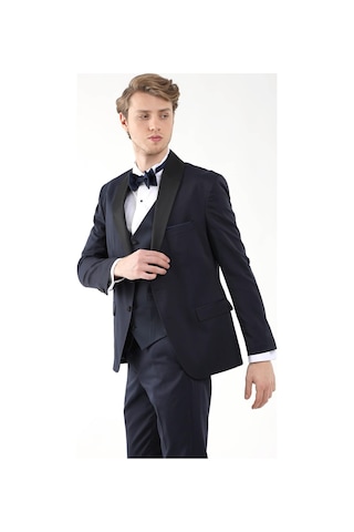 Dufy Lacivert Erkek Slim Fit Sivri Yaka Smokin Takım - 92417 Lacivert