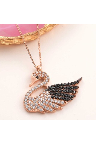 Lucky Life Gümüş Rose Kuğu Kadın Kolye Gümüş