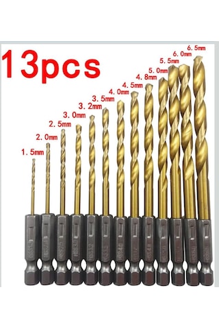 13 Parça Titan Kaplı Bits Saplı Matkap Ucu Seti