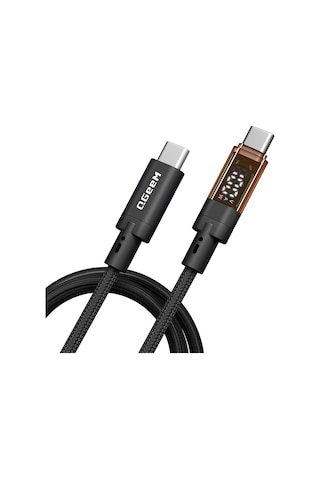 Qgeem Qg04 Dijital Led Göstergeli Type-c To Type-c Pd 40g 8k 60hz Data Kablosu 240w 1m Siyah