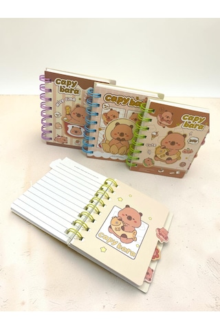 Capy Bara Not Defteri - Mini Telli A7 Not Defteri - Sarı