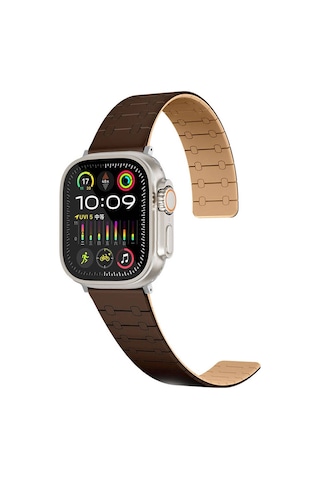 Xemu İos Watch Uyumlu 7 45mm Krd-111 Çizgili Desenli Silikon Kordon-kahverengi