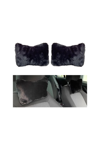 Trobus Araç Boyun Yastığı Ortopedik Peluş Seyahat 2'li Siyah