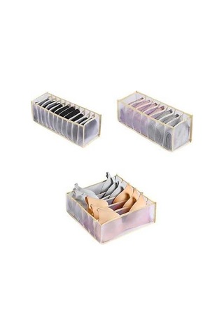 Tongxida 3'ü 1 Arada Çekmeceli İç Çamaşırı Kutusu, Bej Renk, Ev İçin Saklama Diğer