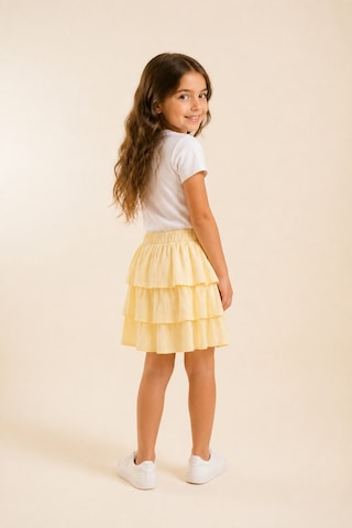 Eray Alp Kids Kız Çocuk Tişört Müslin Etek Takımı Yazlık Günlük Model Sarı