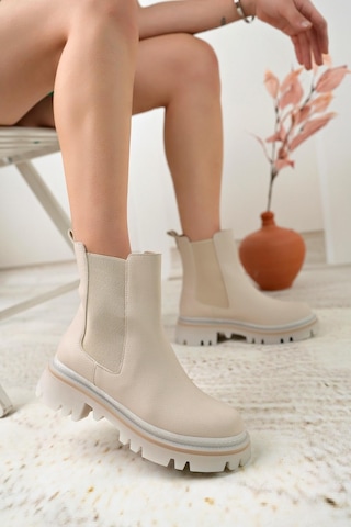 Nesil Shoes Dvm 5004 Bej Çift Lastikli Kadın Bot-bej Bej
