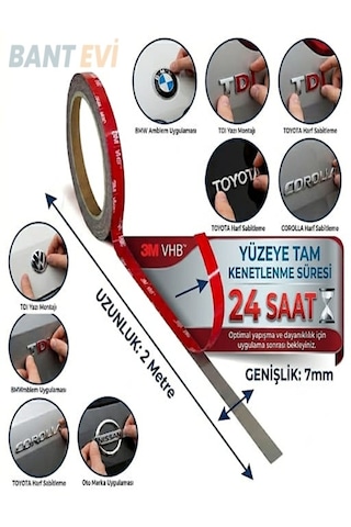 3m Oto Amblem Ve Logo Yapıştırma Bandı Araç Yazı Yapıştırma Çift Taraflı Bant