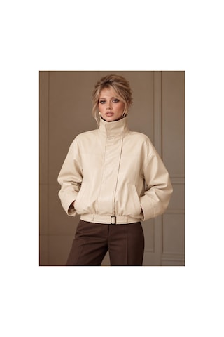 Gael Urban Vanilla Theory Vegan Deri Krem Rengi Bomber Ceket Krem Krem