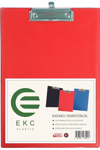 Ekc - A4 Kapaklı Sekreterlik Kırmızı, Bloknot Yazı Tablası, Clipboard