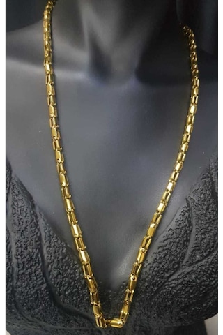 Vog Unisex Xuping Vip Model Perçinli Oval Tasarım Sevgiliye,babaya,eşe,arkadaşa Hediye Çelik Kolye Sarı