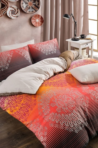 Veramoni Soft Dreams Lava Çift Kişilik Pamuklu Desenli Nevresim Takımı - Kırmızı