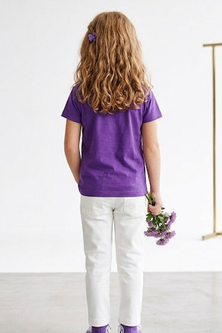 Kiagu Mor Kısa Kol Basic T-shirt- Terletmeyen Esnek Kumaş Pamuklu Mevsimlik Mor Kısakol Kız Çocuk Tsort Mor