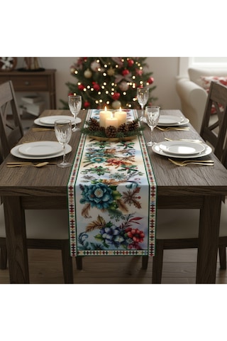Yılbaşı Temalı Dijital Baskılı Runner Örtüsü Christmas 40x140 Cm Yılbası4