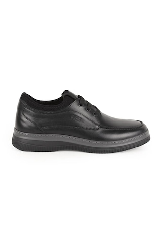 Lbr H1068 Siyah Gri Hakiki Deri Slip-on Bağcıklı Erkek Günlük Casual Ayakkabı Siyah - Gri