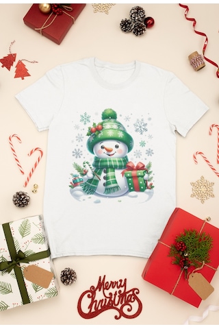 Stil X Yeni Yıl Baskılı Unısex Çocuk Tshırt, Chrıstmas Temalı, %100 Pamuklu Beyaz-3