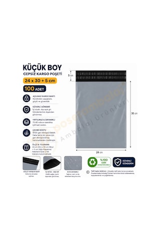 24x30+5 Cm 24x35 Cepsiz Kargo Poşeti 100 Adet