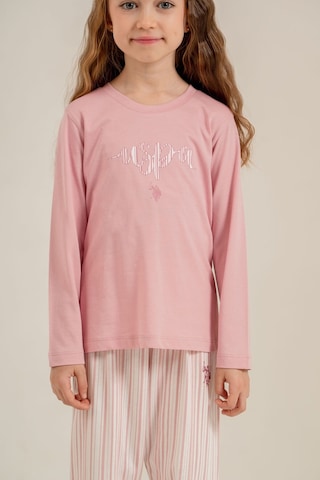U.S. Polo Assn. Kız Çocuk Pijama Takımı Baskılı Pembe Uzun Kol Pijama Takımı Us2727-c-v1 Us2727-c-v1