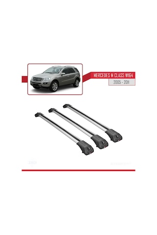 Mercedes M Class W164 2005-2011 Arası İle Uyumlu Ace-1 Ara Atkı Tavan Barı Gri 3 Adet Bar