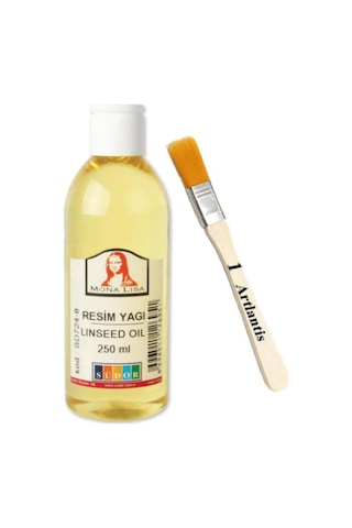 Keten Yağı 250 Ml 1 Adet Ve Zemin Fırçası Resim Yağı Monalisa Rafine Bezir Yağı Yağlı Boya İncelticisi Yağlı Boya Yardımcı Malzemesi