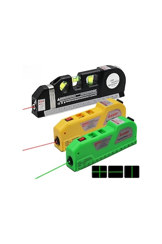 Hangfox Kompakt 4-1 Ev Dekorasyon Aleti: Lazer Seviye, Metre, Kızılötesi İle Hassas Ölçüm - Siyah Pil Dahil