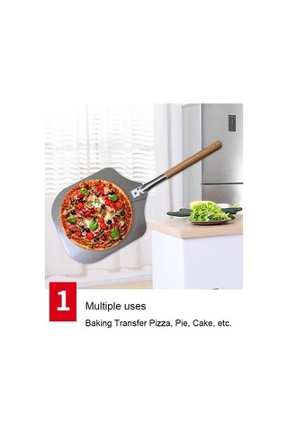 Pazly Alüminyum Meşe Pizza Kek Transferi, Kürek Seti, Mutfak Aleti, Kullanışlı, Dayanıklı, Paslanmaz Gri