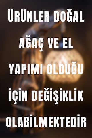 2'li Ağaç Abajur Jüt Başlık Doğal İskandinav El Yapımı Ahşap Lambader Yatak Oturma Odası Rustik Ahşap