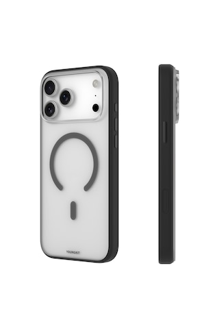 Apple Uyumlu iPhone 17 Pro Max Kılıf M-safe Şarj Özellikli Youngkit Clear Serisi Kapak Siyah Siyah