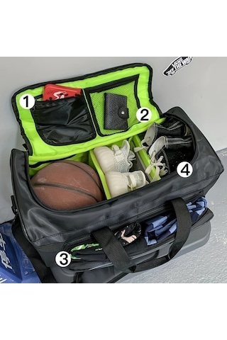 Sandwich Motion003 Kapasiteli Siyah Spor Çantası Fermuarlı Bölmeler Seyahat Siyah